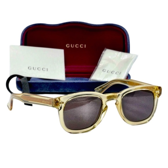 Gucci Sunglasses. Transparent Brown Frame w/ Grey Lenses. NEW - Picture 4 of 9